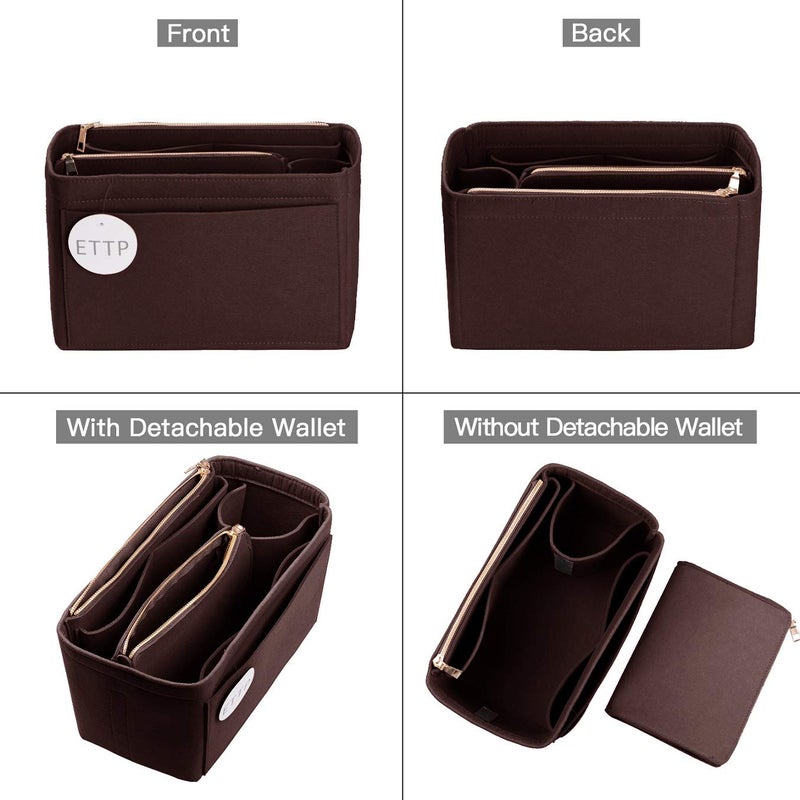 ETTP Purse Organizer, Felt Bag Organizer Insert For Speedy, Neverfull, Tote, Handbag, 8 Colors 5 Sizes (Medium, Coffee) - Image 3
